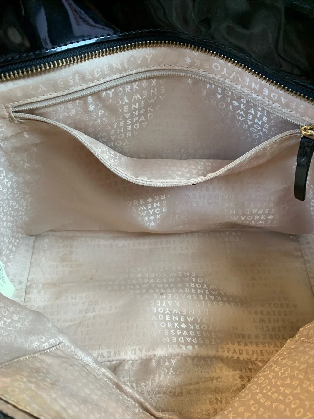 Kate Spade Black Patent Leather Perforated Hearts Large Tote Shoulder Bag
